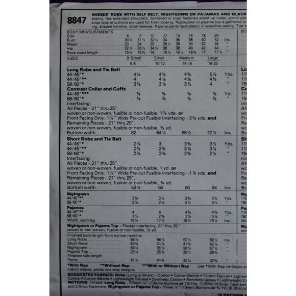 McCalls 8847 Nightgown robe Pajama pattern size small - Picture 4 of 5